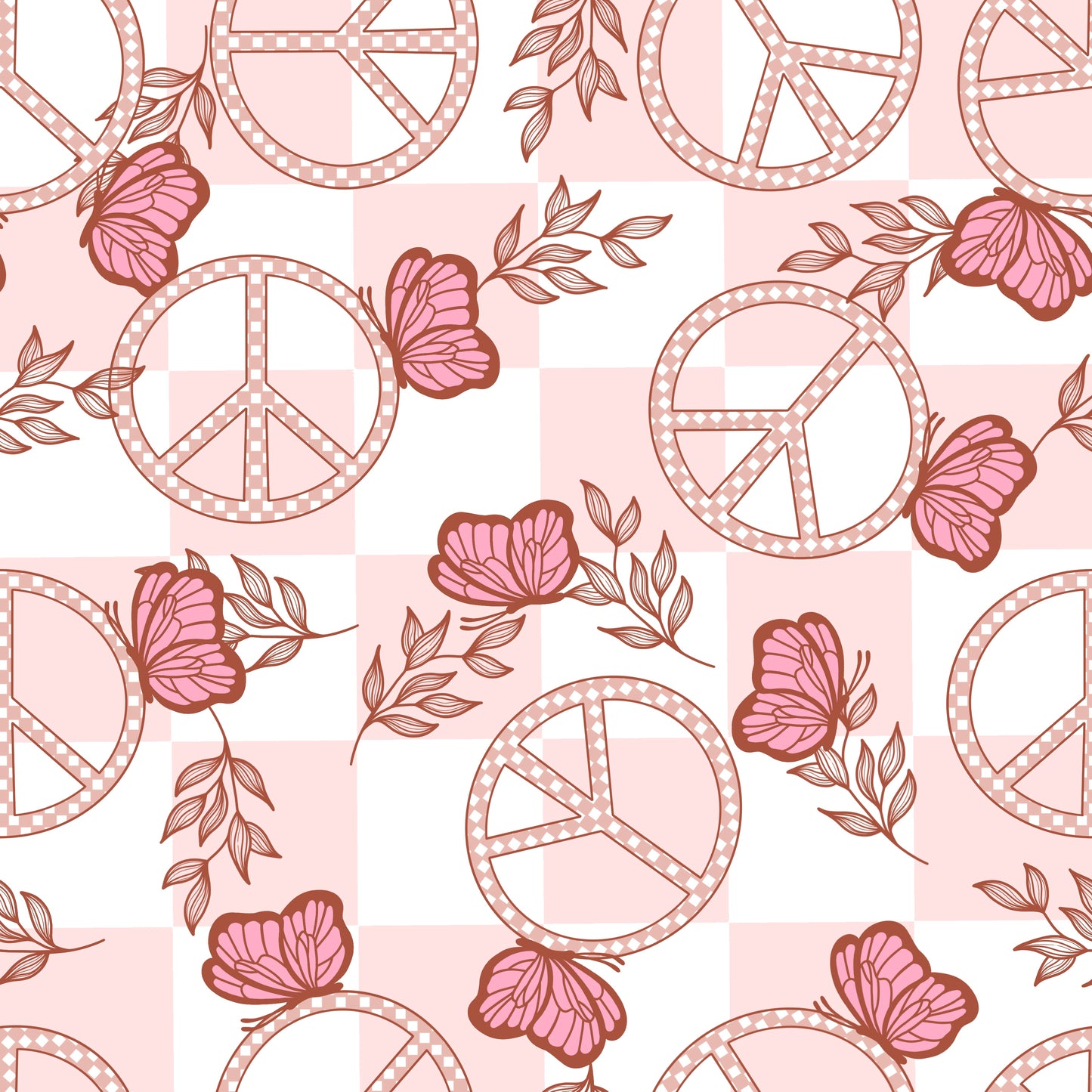 Peace Butterfly Pink . . (BH/ 23) | Preorder | Fabric By The Yard