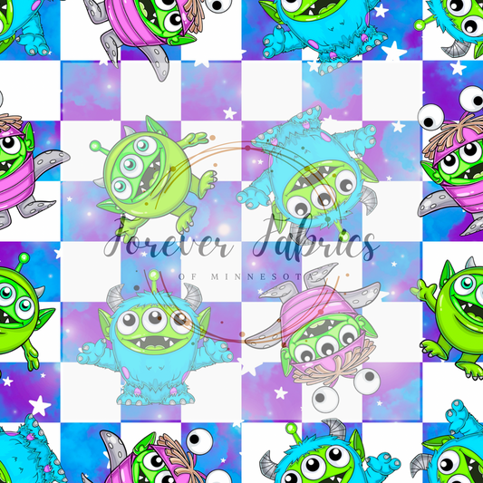 Monster’s Alien Check . . . (BH/ 24)| Preorder | Fabric By The Yard