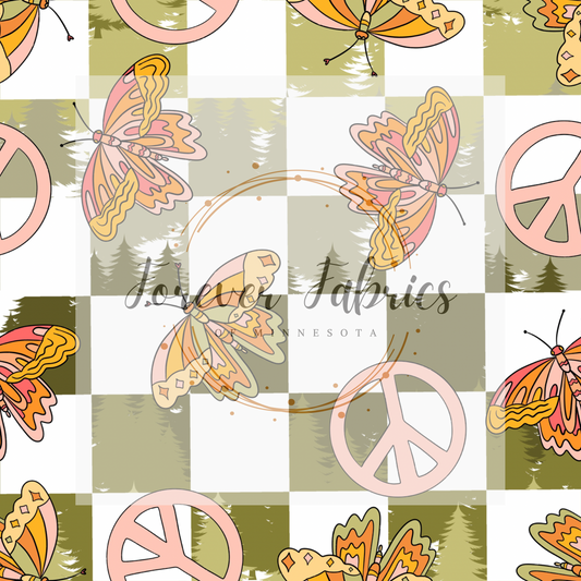 Butterfly Peace Check . . . . . . . . (BH/ 23). | Preorder | Fabric By The Yard