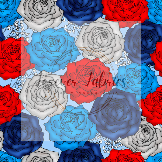 Patriotic Floral . (BH/ 24)| Preorder | Fabric By The Yard