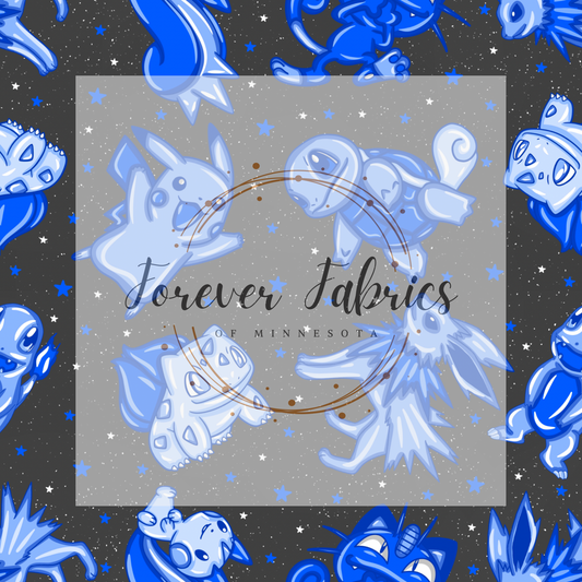Blue Black Pokemon . . . . (BH/ 24)| Preorder | Fabric By The Yard