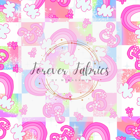 Pink Doll Skate Rainbow . (BH/ 23). | Preorder | Fabric By The Yard
