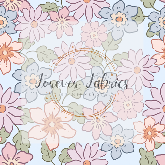 Tiny Floral Blue . . . . (BH/ 23). | Preorder | Fabric By The Yard