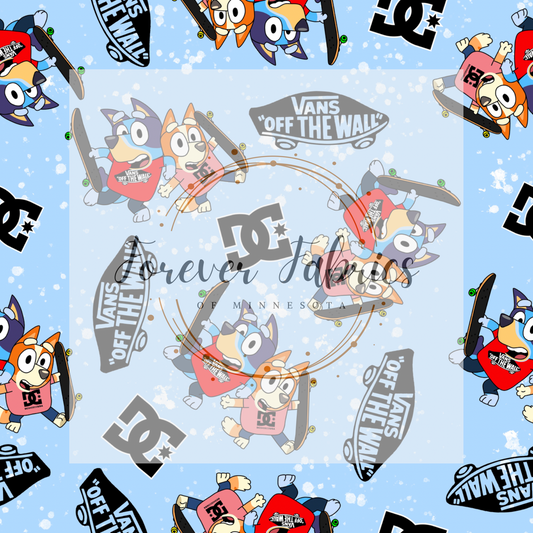 Blue Dog Skate . (BH/ 23). | Preorder | Fabric By The Yard
