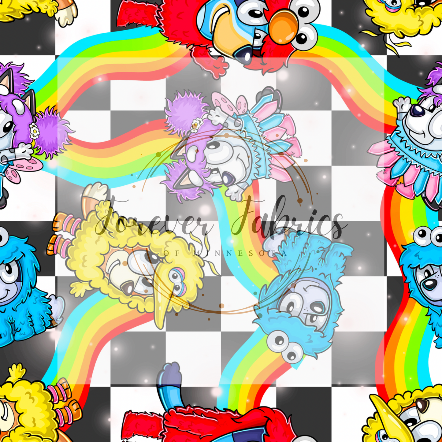 Rainbo Blue Street Checkered .  . . .  .  . . . . (BH/ 24)| Preorder | Fabric By The Yard