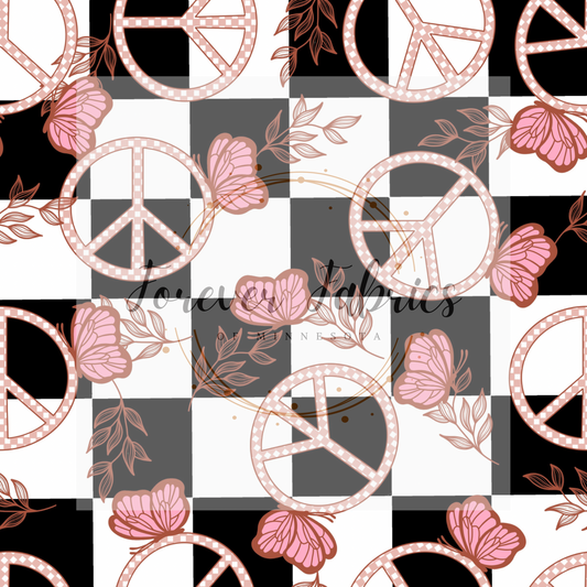 Peace Butterfly Black . . (BH/ 23) | Preorder | Fabric By The Yard
