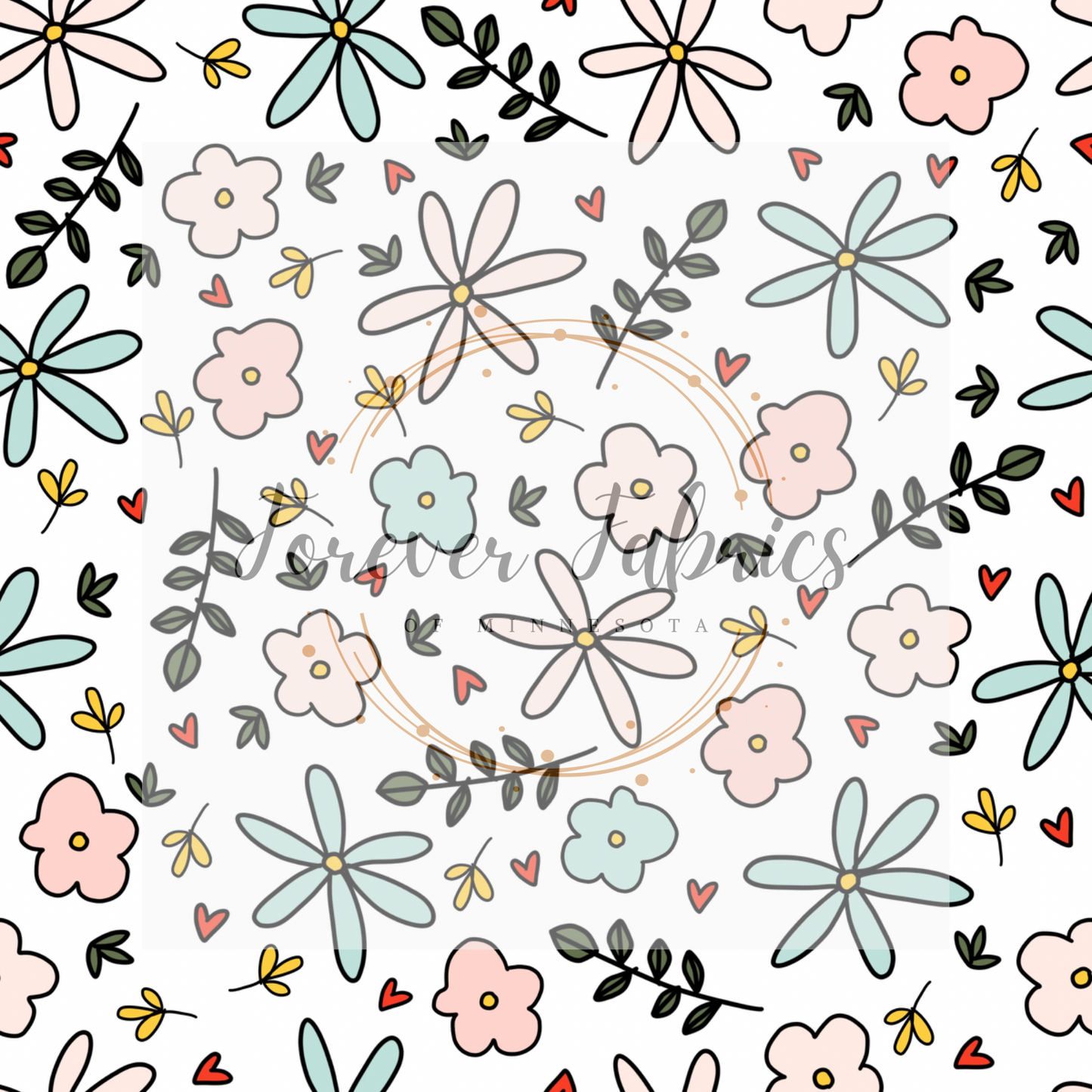 Flower Doodle . . . (BH/ 23). | Preorder | Fabric By The Yard