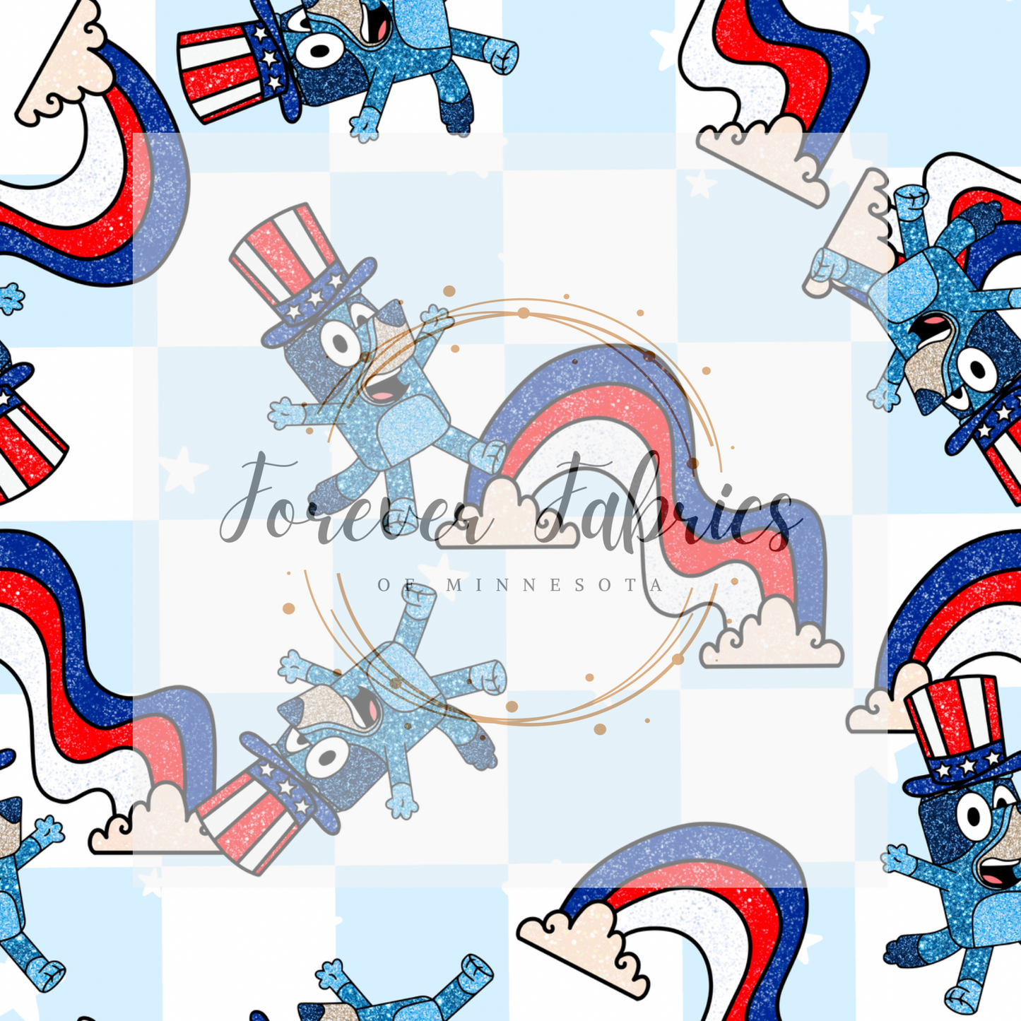 FOJ Blue Dog Checked . (BH/ 24)| Preorder | Fabric By The Yard