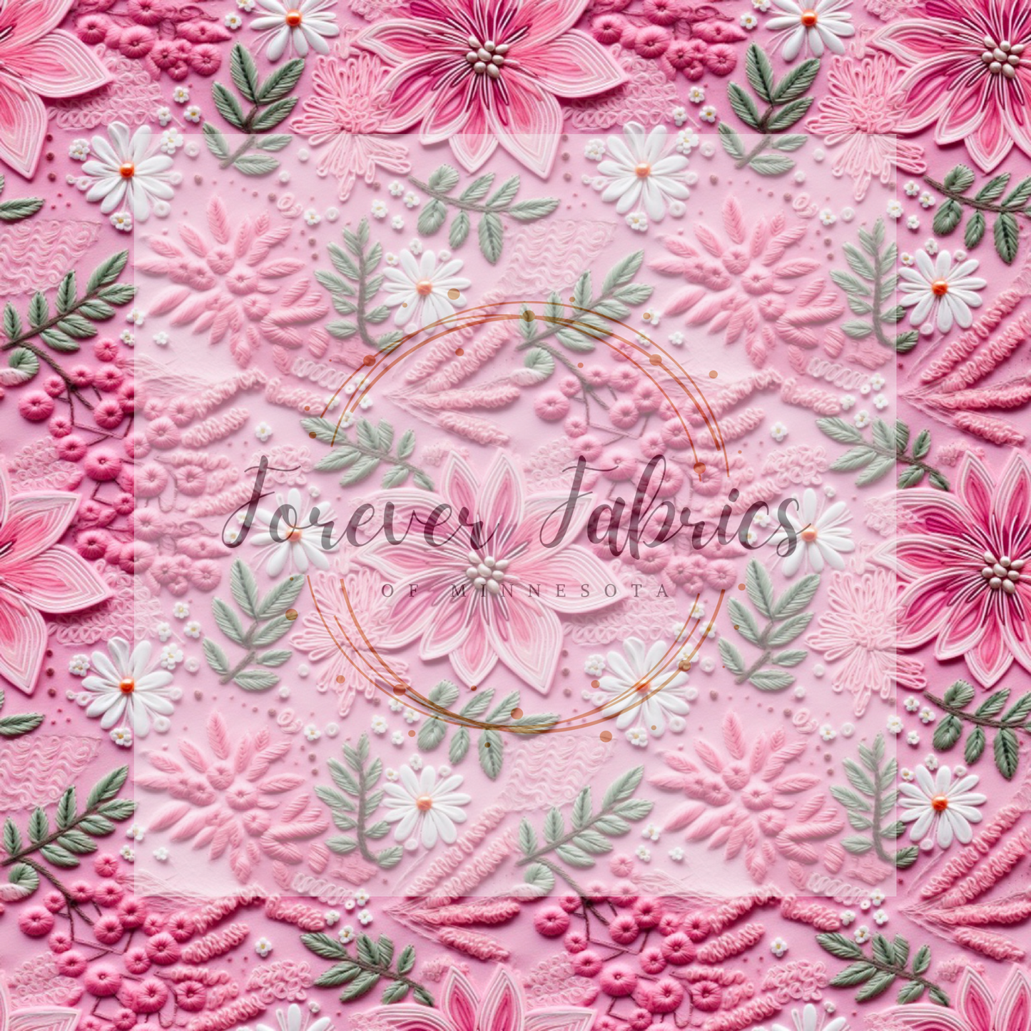 Pink Floral Embroidery. (BH/ 23). | Preorder | Fabric By The Yard