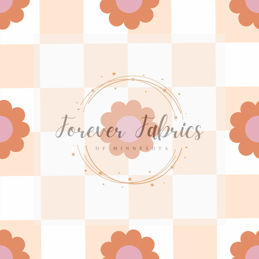 Dollar Check Flowers . . . (BH/ 23). | Preorder | Fabric By The Yard