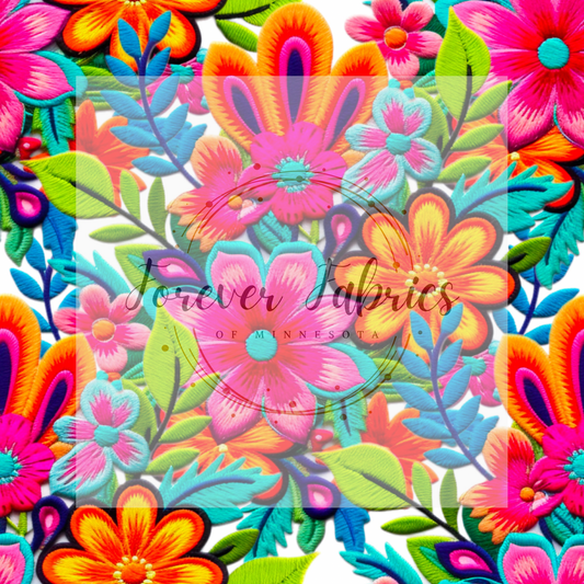 Neon Embroidery (BH/ 23). | Preorder | Fabric By The Yard