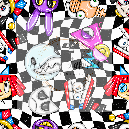 Digital Circus Black Checkered (BH 4/24)| Preorder | Fabric By The Yard
