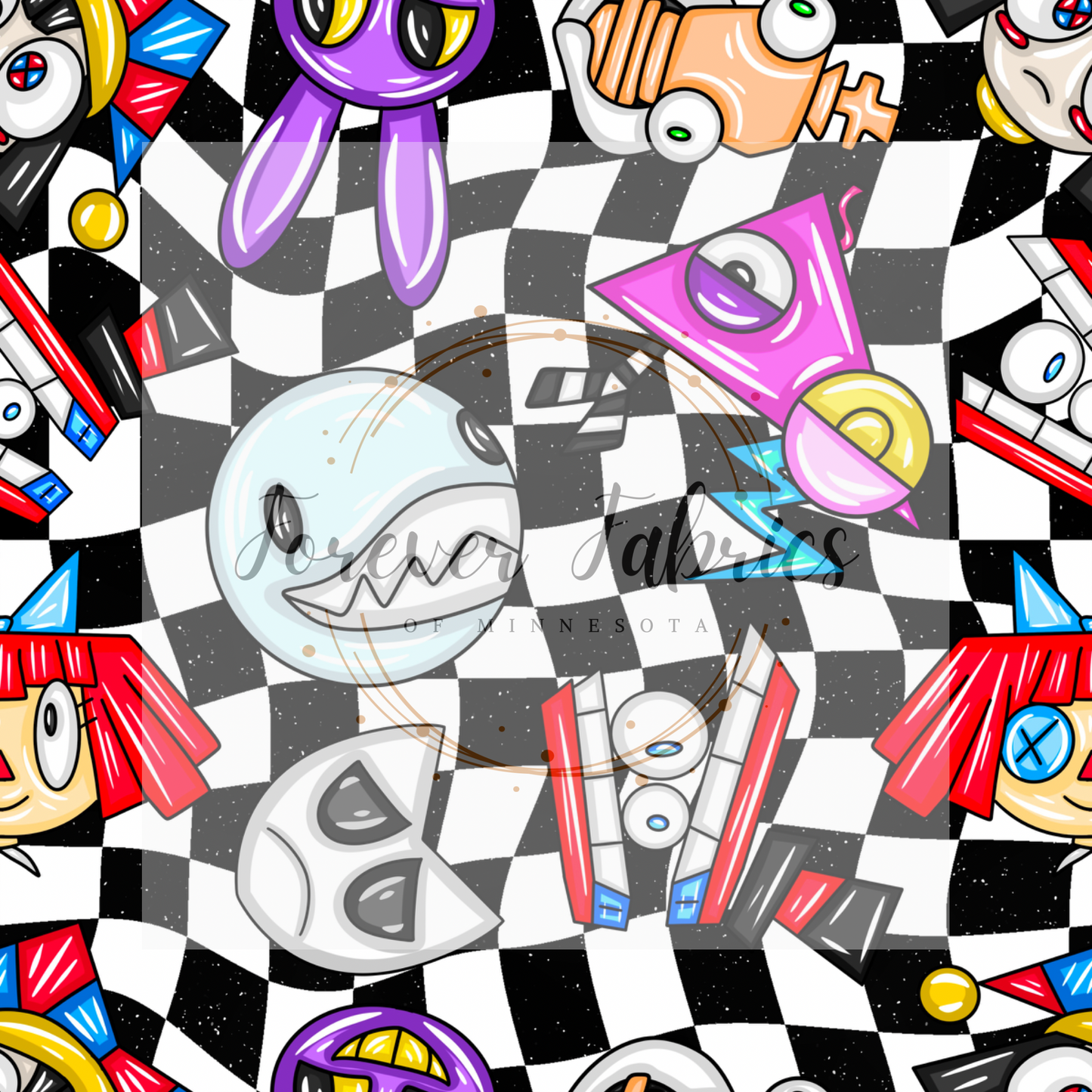 Digital Circus Black Checkered (BH 4/24)| Preorder | Fabric By The Yard