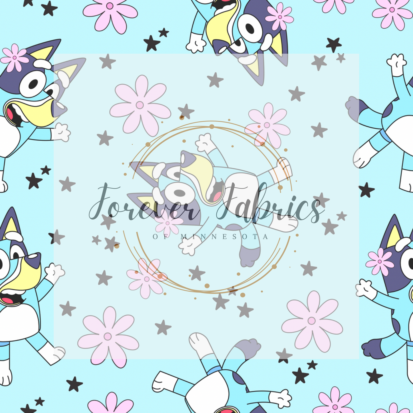 Blue Dog Flower . . . . . . . (BH/ 23). | Preorder | Fabric By The Yard