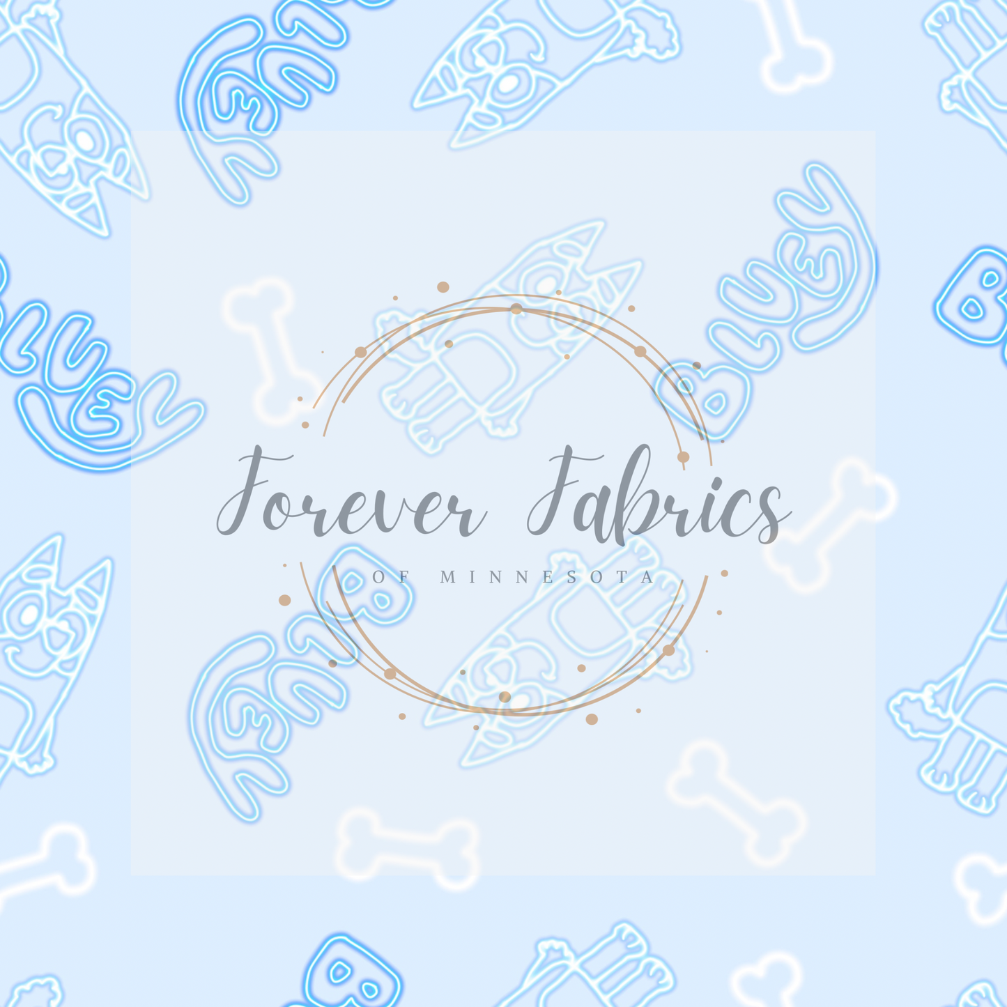 Blue Dog Blue Neon Blue Light . (BH/ 22) | Preorder | Fabric By The Yard