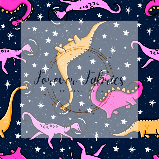 Space Dino Pink . . . . . (BH/ 24)| Preorder | Fabric By The Yard