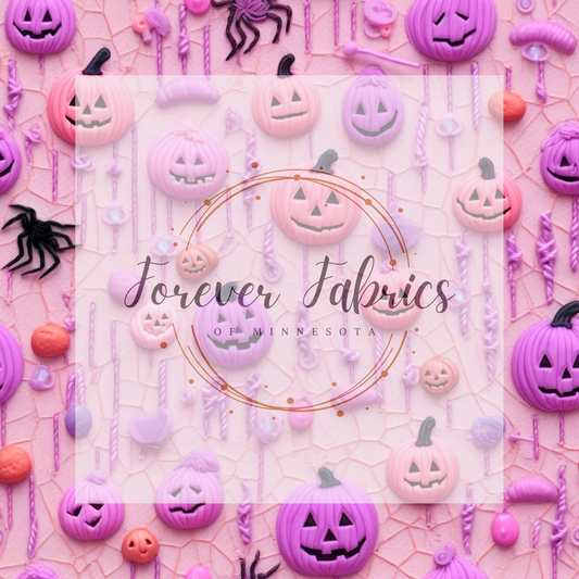 Pink Halloween . (BH/ 23). | Preorder | Fabric By The Yard