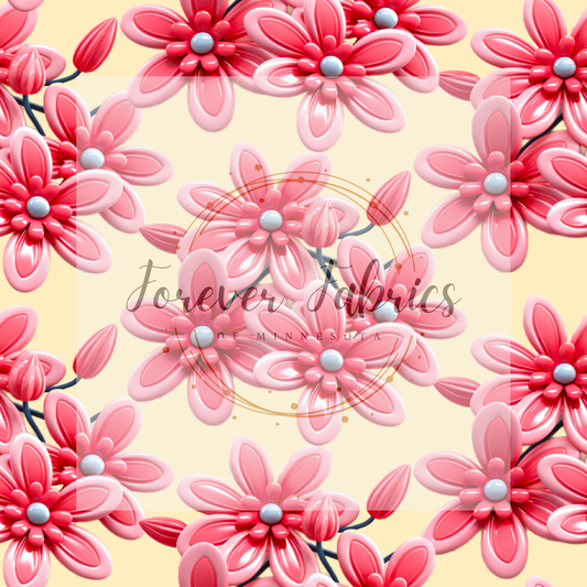 3D Flowers Yellow . . . (BH/ 23). | Preorder | Fabric By The Yard
