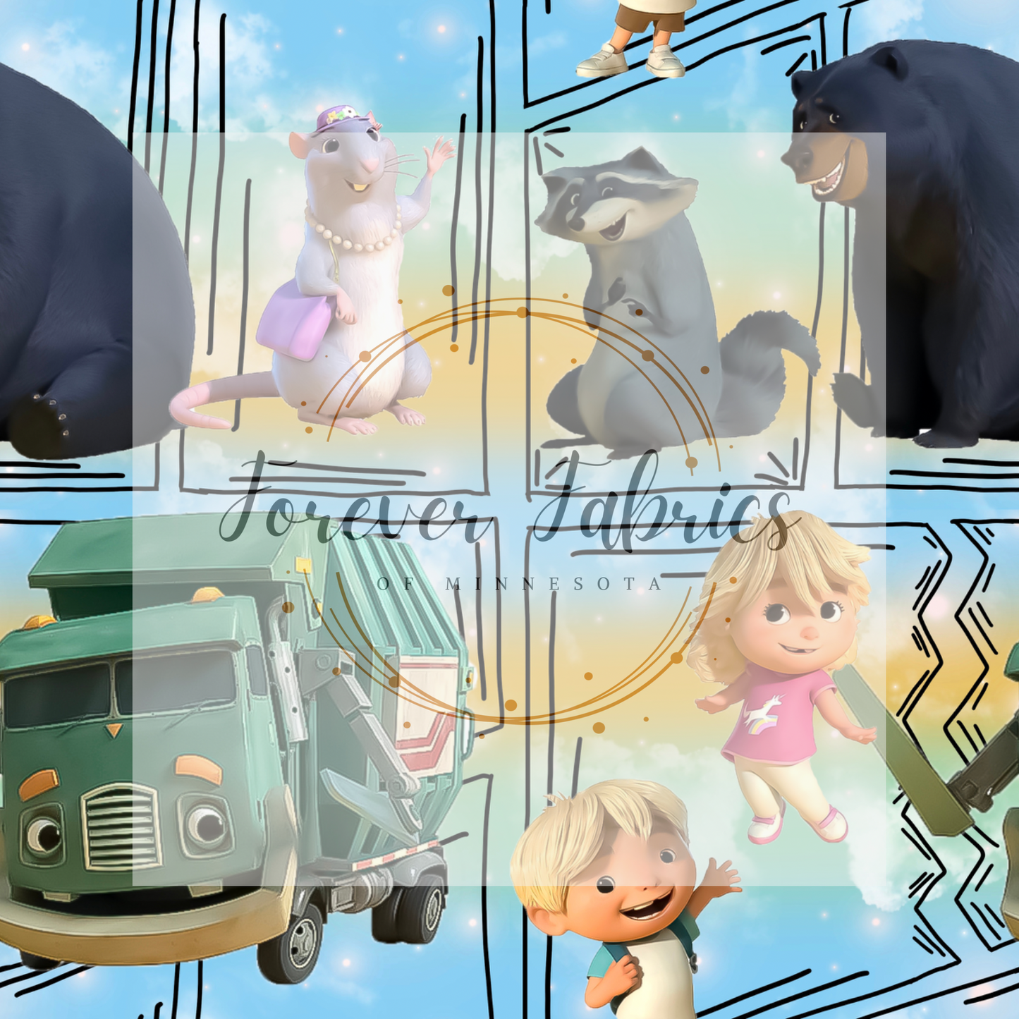 Trash Truck Ombre . . . . (BH/ 24)| Preorder | Fabric By The Yard