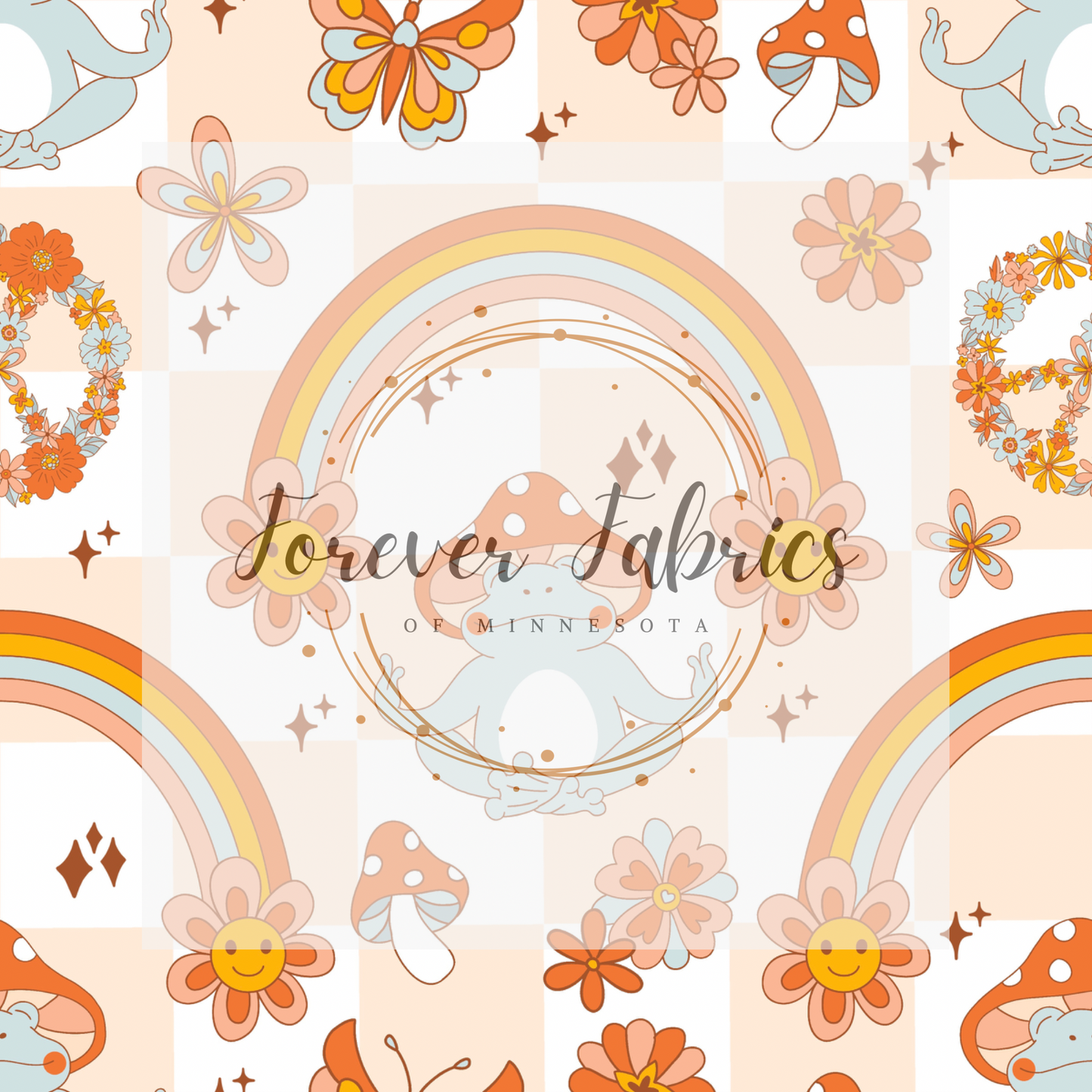 Peace Frog Check . . (BH/ 23). | Preorder | Fabric By The Yard