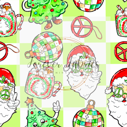 Peace Santa Check . . . . . . . (BH/ 23). | Preorder | Fabric By The Yard