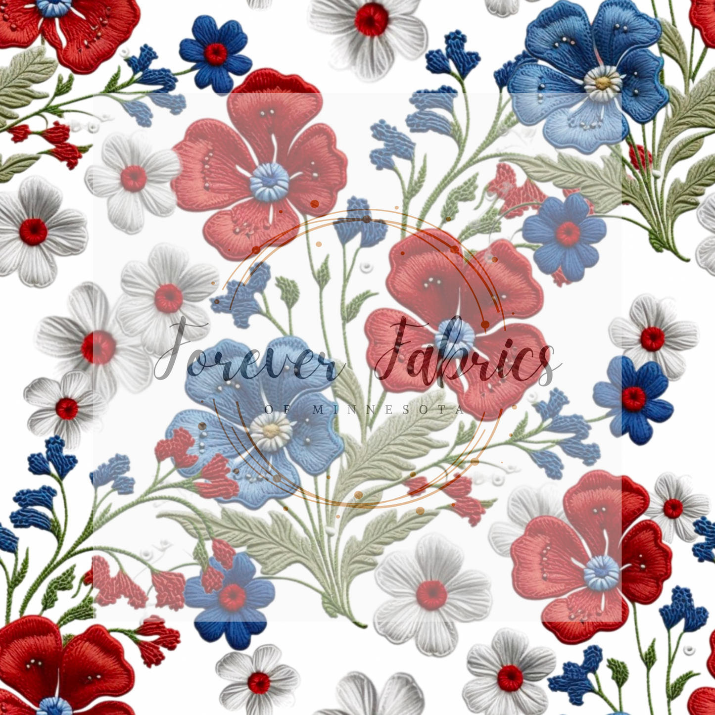 RWB Flowers 2 . (BH/ 23). | Preorder | Fabric By The Yard