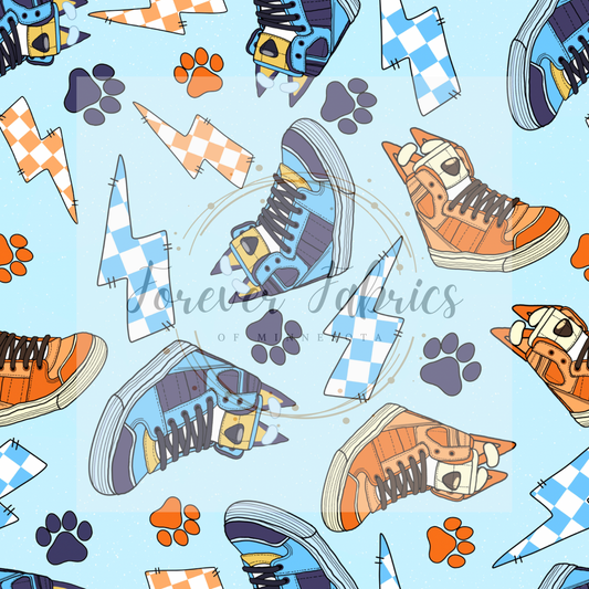 Blue Dog Shoes . (BH/ 24)| Preorder | Fabric By The Yard
