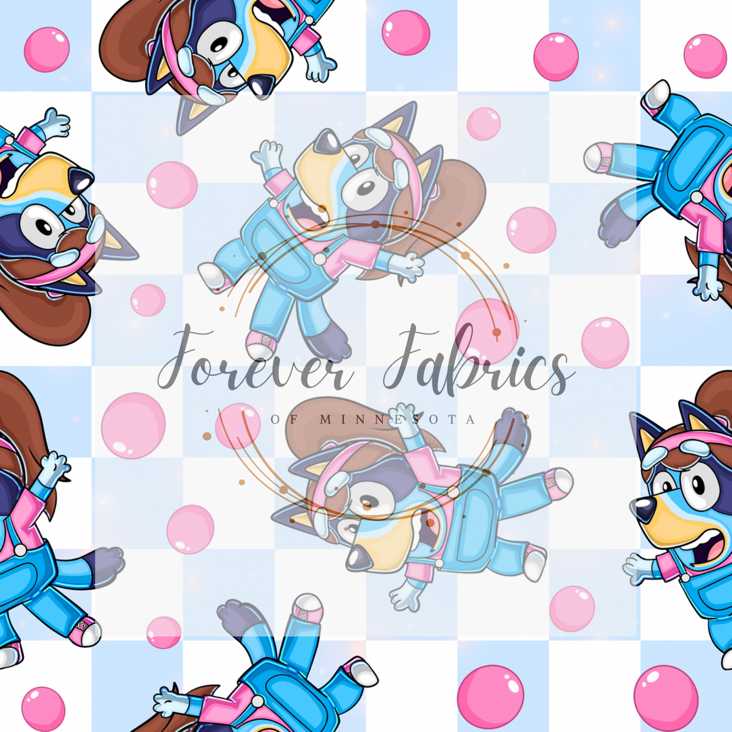 Blue Dog Ms.R Blue Check . . . . . . . (BH/ 23). | Preorder | Fabric By The Yard