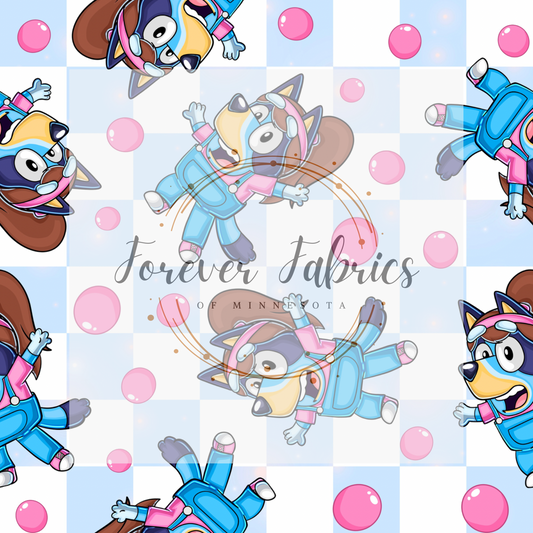 Blue Dog Ms.R Blue Check . . . . . . . (BH/ 23). | Preorder | Fabric By The Yard