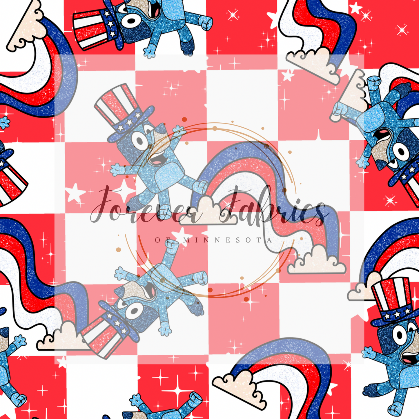FOJ Blue Dog Red . (BH/ 24)| Preorder | Fabric By The Yard