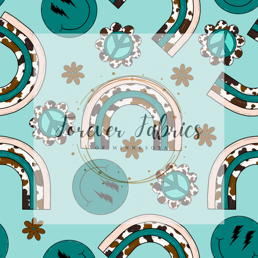 Cow Rainbow . . . . . . . (BH/ 23). | Preorder | Fabric By The Yard