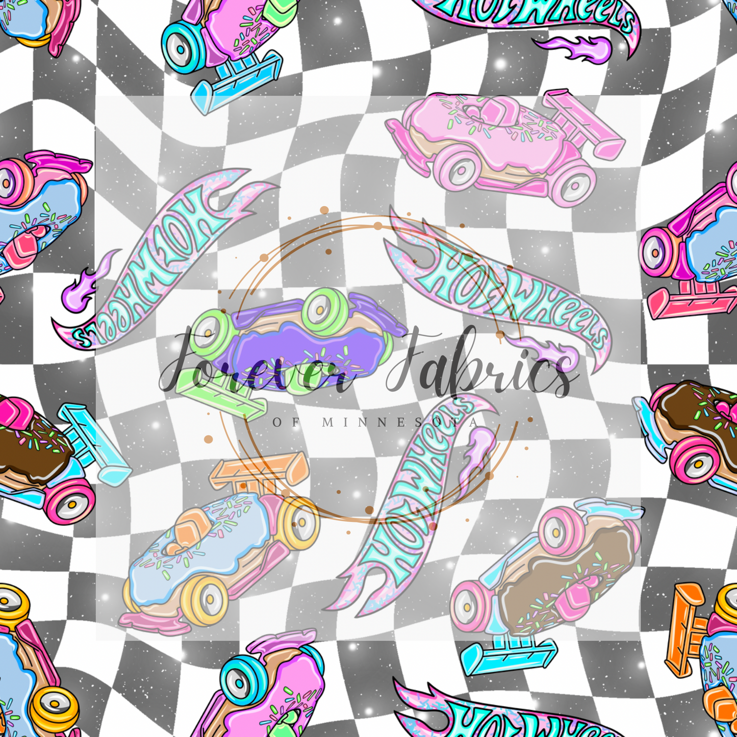 Donut Racers Black . . . . (BH/ 24)| Preorder | Fabric By The Yard