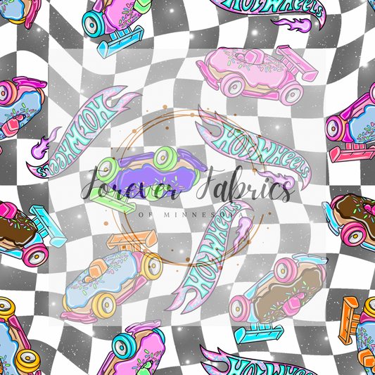 Donut Racers Black . . . . (BH/ 24)| Preorder | Fabric By The Yard