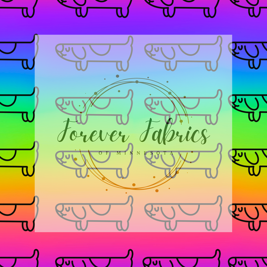 Rainbow Long Dog . . (BH/ 23). | Preorder | Fabric By The Yard