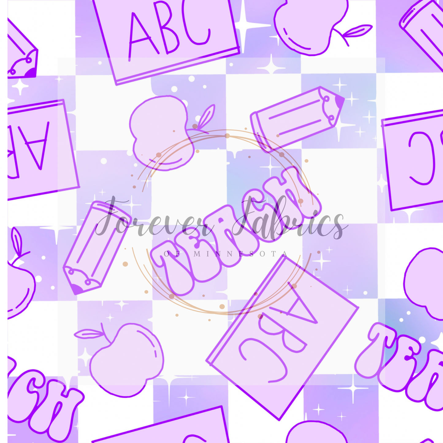 Teacher Purple Check . (BH/ 23) | Preorder | Fabric By The Yard