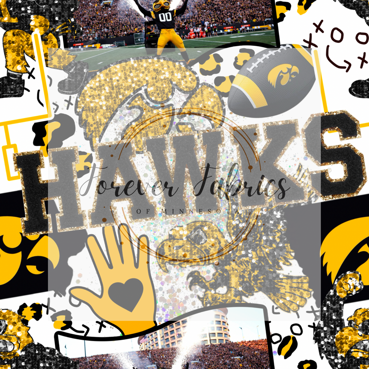 Hawks Collage . . . . (BH/ 24)| Preorder | Fabric By The Yard