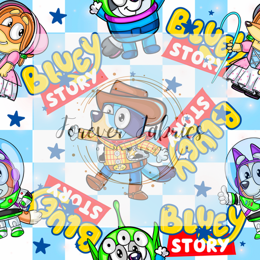 Blue Dog Story Check . . . . . . . (BH/ 23). | Preorder | Fabric By The Yard