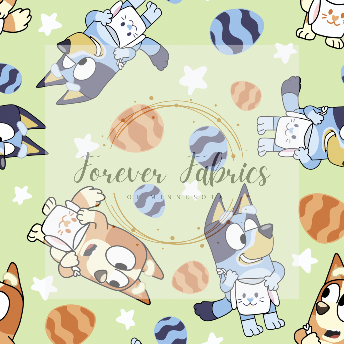 Blue dog Easter 1 | Preorder | Fabric By The Yard