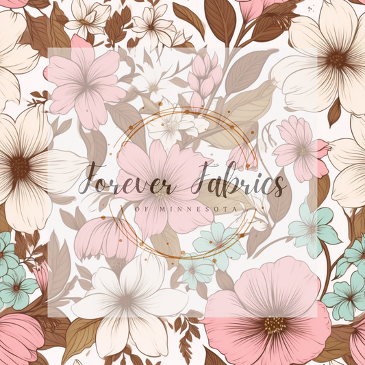 Brown Floral . . . . . . . (BH/ 23). | Preorder | Fabric By The Yard