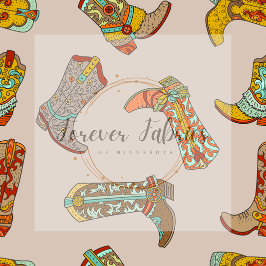 Orange Boots . . (BH/ 23) | Preorder | Fabric By The Yard