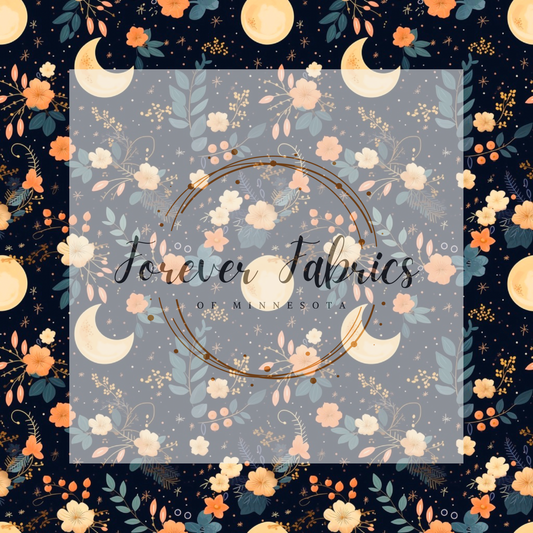 Moon Flowers . (BH/ 23). | Preorder | Fabric By The Yard