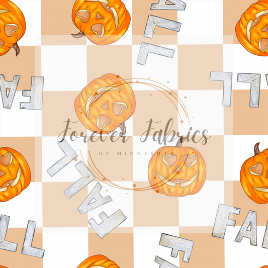 Fall Pumpkins Check . . . (BH/ 23). | Preorder | Fabric By The Yard
