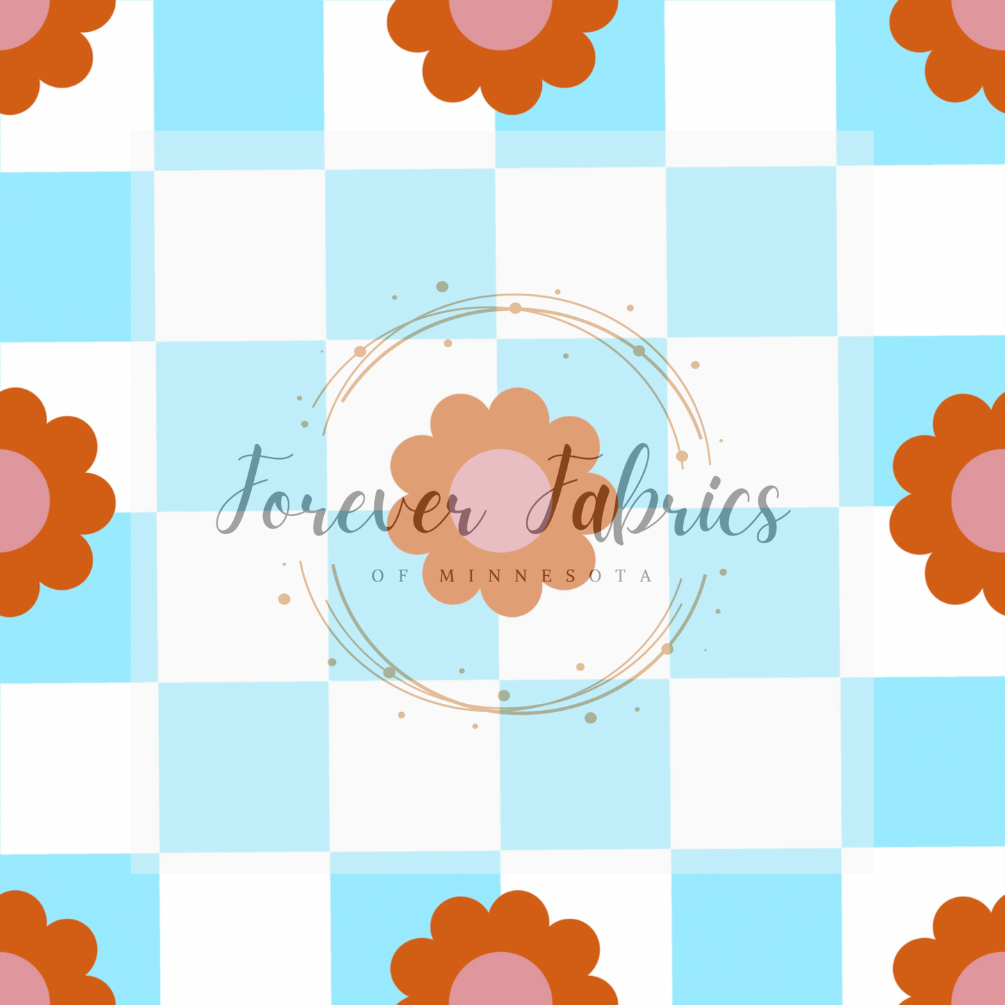 Dollar Check Floral Blue . . . (BH/ 23). | Preorder | Fabric By The Yard
