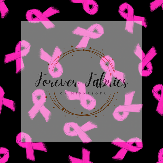 Pink Black Ribbon (BH/ 23) | Preorder | Fabric By The Yard