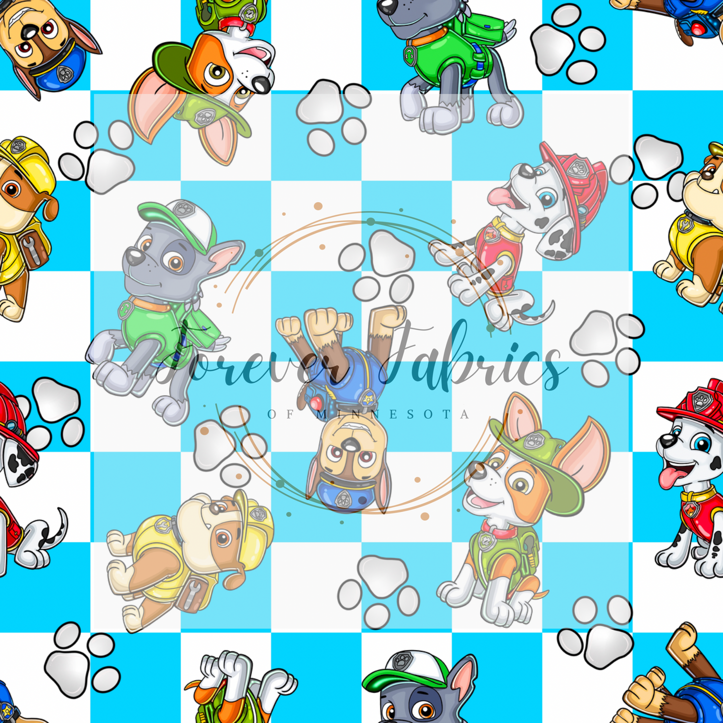 Boy Pups Checkered . . (BH/ 24)| Preorder | Fabric By The Yard