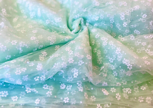 Green with Flocked Daisy | Mesh