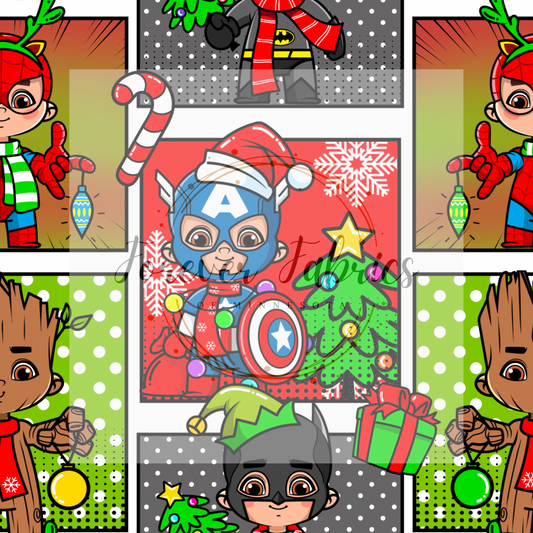 Superhero Christmas Comic . . . (BH/ 24)| Preorder | Fabric By The Yard