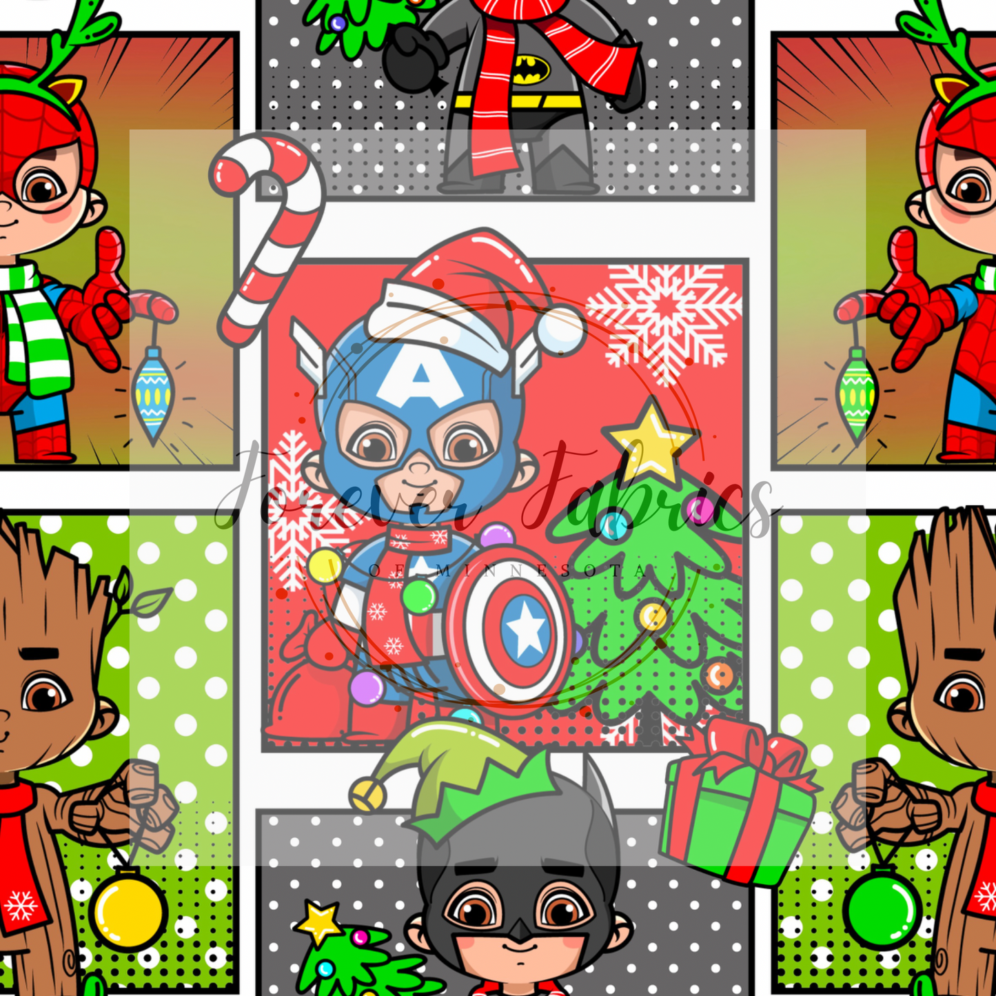 Superhero Christmas Comic . . . (BH/ 24)| Preorder | Fabric By The Yard