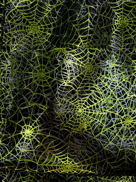 Black Mesh with Green Spider Webs | Mesh