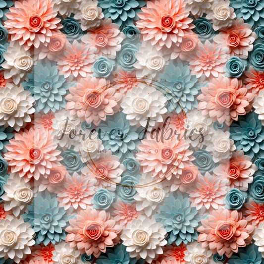 Blue Peach 3d . . . (BH/ 24)| Preorder | Fabric By The Yard